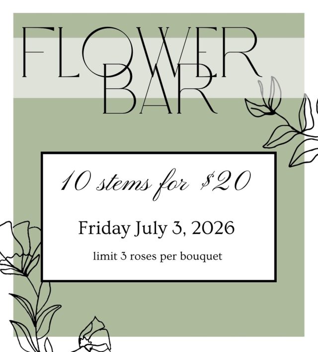 Ending the week with a 💥BANG💥 of flower deal!
 
 🌼 Our Flower Bar will be up and out for $20 bouquets going into the Forth of July weekend!!!!!

 ✨FRIDAY ONLY 🌸 10 stems for $20

The perfect host gift or even a gift for yourself 🥰
#flower #freshflowers #flowerbar #bouquetbar